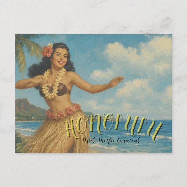 Vintage Style Hawaii Travel Postcard (Front)