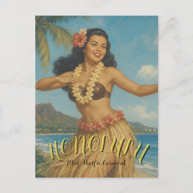 Vintage Style Hawaii Travel Postcard (Front)