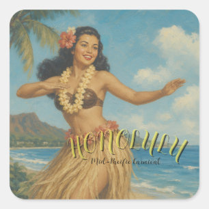 Vintage Style Hawaii Travel Square Sticker