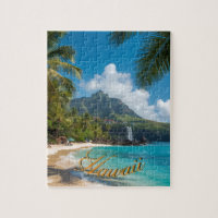 Vintage Style Hawaiian Blue Sea Palms Sky Travel
