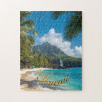 Vintage Style Hawaiian Blue Sea Palms Sky Travel