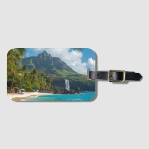 Vintage Style Hawaiian Blue Sea Palms Sky Travel Luggage Tag