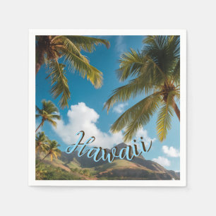 Vintage Style Hawaiian Blue Sea Palms Sky Travel Napkin