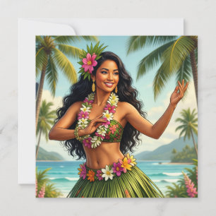Vintage Style Hawaiian Hula Girl Travel
