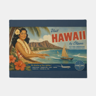 Vintage Style Hawaiian Travel Advertisement Doormat