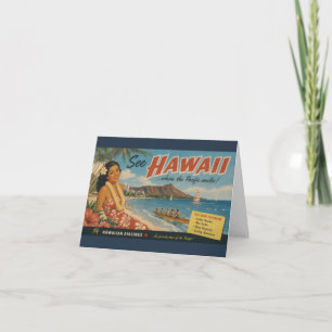 Vintage Style Hawaiian Travel Advertisement Holiday Card