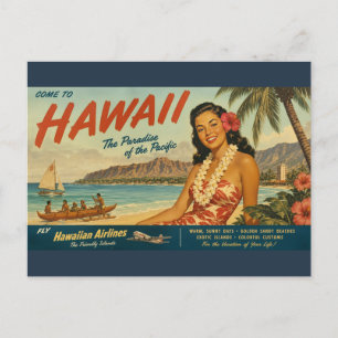 Vintage Style Hawaiian Travel Advertisement Holiday Postcard