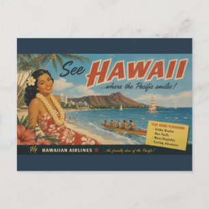 Vintage Style Hawaiian Travel Advertisement Holiday Postcard