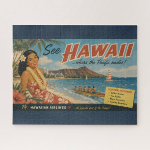 Vintage Style Hawaiian Travel Advertisement Jigsaw Puzzle