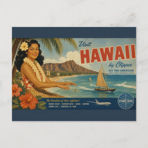 Vintage Style Hawaiian Travel Advertisement Postcard