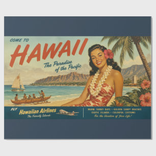 Vintage Style Hawaiian Travel Advertisement Wrapping Paper