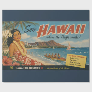 Vintage Style Hawaiian Travel Advertisement Wrapping Paper