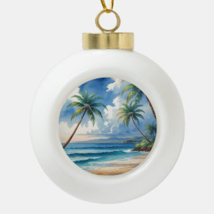 Vintage Style Hawaiian Travel Aloha From Hawaii Ceramic Ball Christmas Ornament
