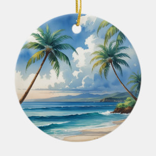 Vintage Style Hawaiian Travel Aloha From Hawaii Ceramic Tree Decoration