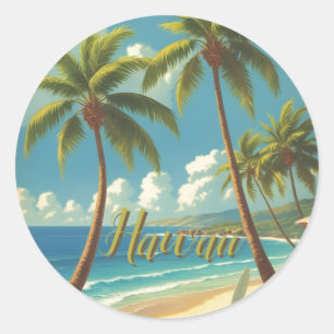 Vintage Style Hawaiian Travel Aloha From Hawaii Classic Round Sticker