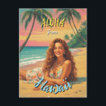 Vintage Style Hawaiian Travel Aloha from Hawaii Holiday Postcard<br><div class="desc">Hula Girl - Carnival - Aloha Honolulu Caribbean Travel Artworks - Vintage Hawaiian Advertisement</div>