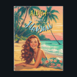 Vintage Style Hawaiian Travel Aloha from Hawaii Holiday Postcard<br><div class="desc">Hula Girl - Carnival - Aloha Honolulu Caribbean Travel Artworks - Vintage Hawaiian Advertisement</div>