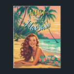 Vintage Style Hawaiian Travel Aloha from Hawaii Holiday Postcard<br><div class="desc">Hula Girl - Carnival - Aloha Honolulu Caribbean Travel Artworks - Vintage Hawaiian Advertisement</div>