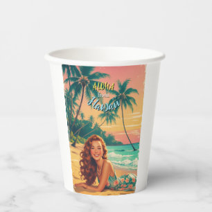 Vintage Style Hawaiian Travel Aloha from Hawaii Paper Cups