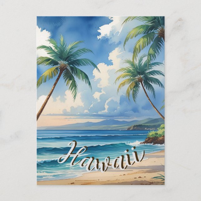 Vintage Style Hawaiian Travel Coast Blue Sea Postcard (Front)