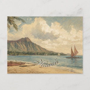 Vintage Style Hawaiian Travel Coast Sea Postcard