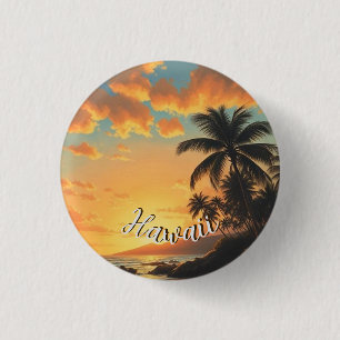 Vintage Style Hawaiian Travel Coast Sea Sunset 3 Cm Round Badge