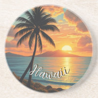 Vintage Style Hawaiian Travel Coast Sea Sunset