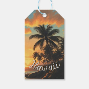 Vintage Style Hawaiian Travel Coast Sea Sunset Gift Tags