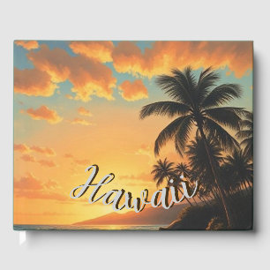 Vintage Style Hawaiian Travel Coast Sea Sunset Guest Book