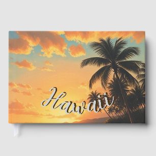 Vintage Style Hawaiian Travel Coast Sea Sunset Guest Book
