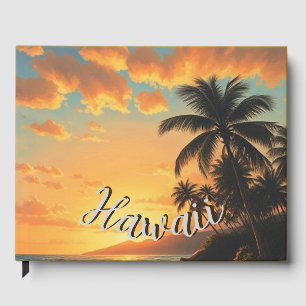 Vintage Style Hawaiian Travel Coast Sea Sunset Guest Book