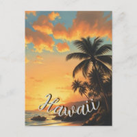 Vintage Style Hawaiian Travel Coast Sea Sunset