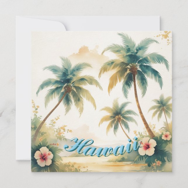 Vintage Style Hawaiian Travel Honolulu Holiday Card (Front)