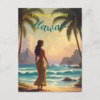 Vintage Style Hawaiian Travel Honolulu Hula Girl