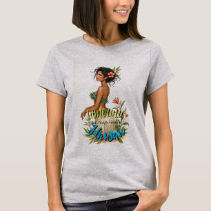 Vintage Style Hawaiian Travel Honolulu Hula Girl T-Shirt
