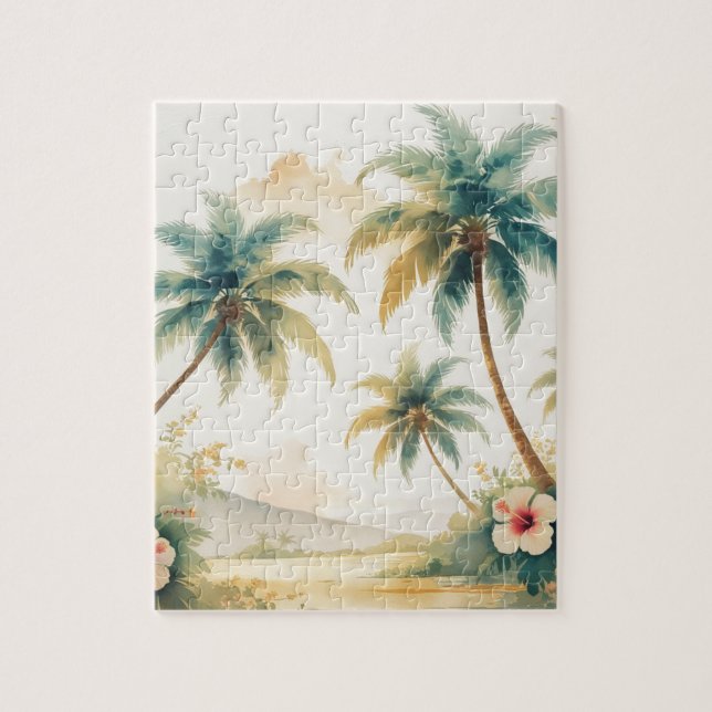 Vintage Style Hawaiian Travel Honolulu Jigsaw Puzzle (Vertical)