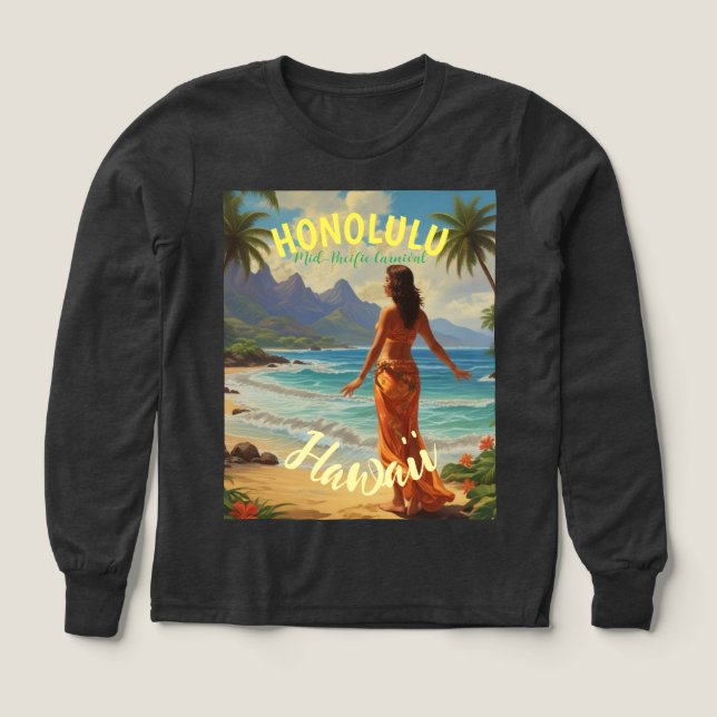 Vintage Style Hawaiian Travel Honolulu Mid-Pacific (Design Front)