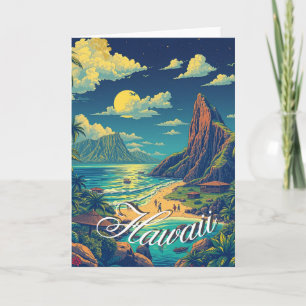 Vintage Style Hawaiian Travel Honolulu Mid-Pacific Card