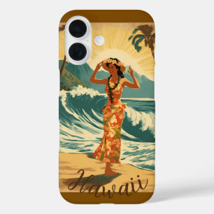 Vintage Style Hawaiian Travel Honolulu Mid-Pacific iPhone 16 Case