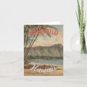 Vintage Style Hawaiian Travel Honolulu Mid-Pacific Holiday Card