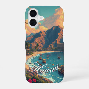 Vintage Style Hawaiian Travel Honolulu Mid-Pacific iPhone 16 Case