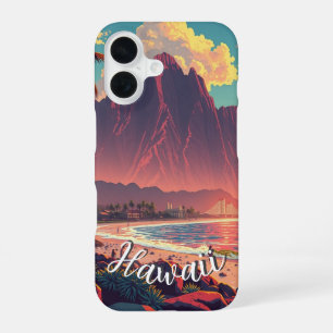 Vintage Style Hawaiian Travel Honolulu Mid-Pacific iPhone 16 Case