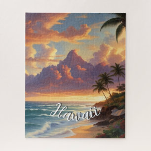 Vintage Style Hawaiian Travel Honolulu Mid-Pacific Jigsaw Puzzle