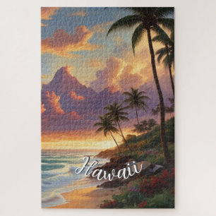 Vintage Style Hawaiian Travel Honolulu Mid-Pacific Jigsaw Puzzle