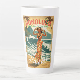Vintage Style Hawaiian Travel Honolulu Mid-Pacific Latte Mug