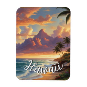 Vintage Style Hawaiian Travel Honolulu Mid-Pacific Magnet