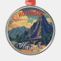 Vintage Style Hawaiian Travel Honolulu Mid-Pacific