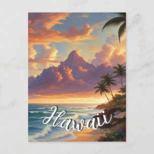Vintage Style Hawaiian Travel Honolulu Mid-Pacific Postcard