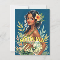 Vintage Style Hawaiian Travel Honolulu Mid-Pacific