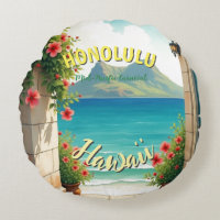 Vintage Style Hawaiian Travel Honolulu Mid-Pacific